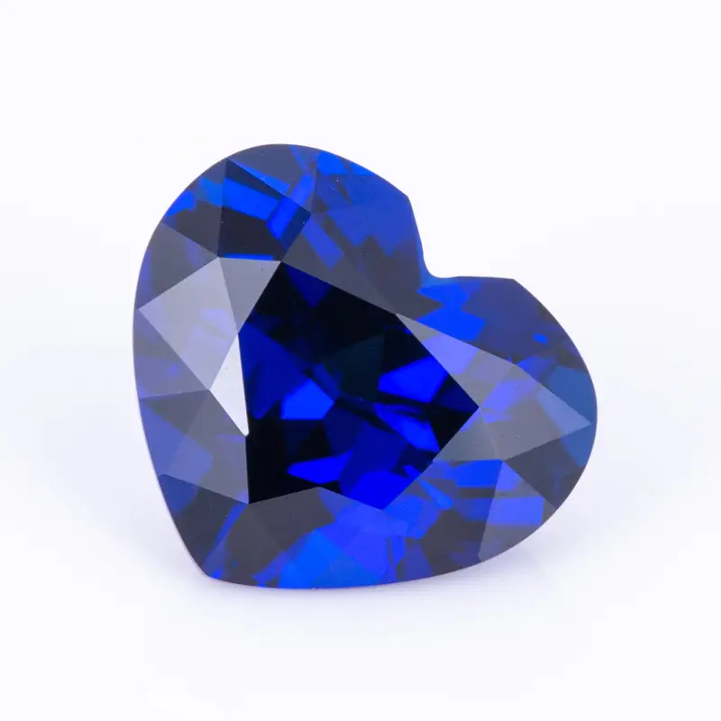Messi Jewelry - Heart Shape Lab Grow Royal Blue Sapphire Hydrothermal Royalblue Sapphire Stone Lab Ruby & Sapphire 1