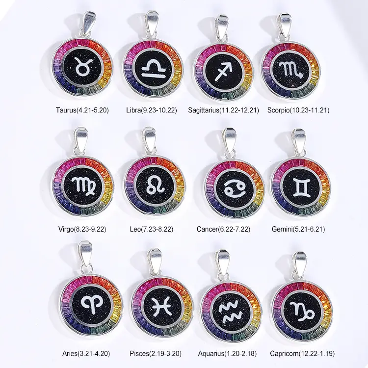 Messi Jewelry - Messi Jewelry Lab Grown Gemsones 925 Silver Gemini Aquarius Queen God Necklace Collana Angolazione Angolazione Collana 1