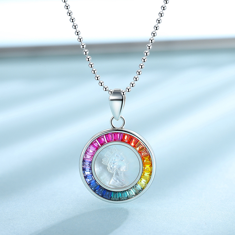 Messi Jewelry - Messi Jewelry lab grown gemstones 925sliver Gemini Aquarius Queen God pendant necklace angle eyes Necklace 16