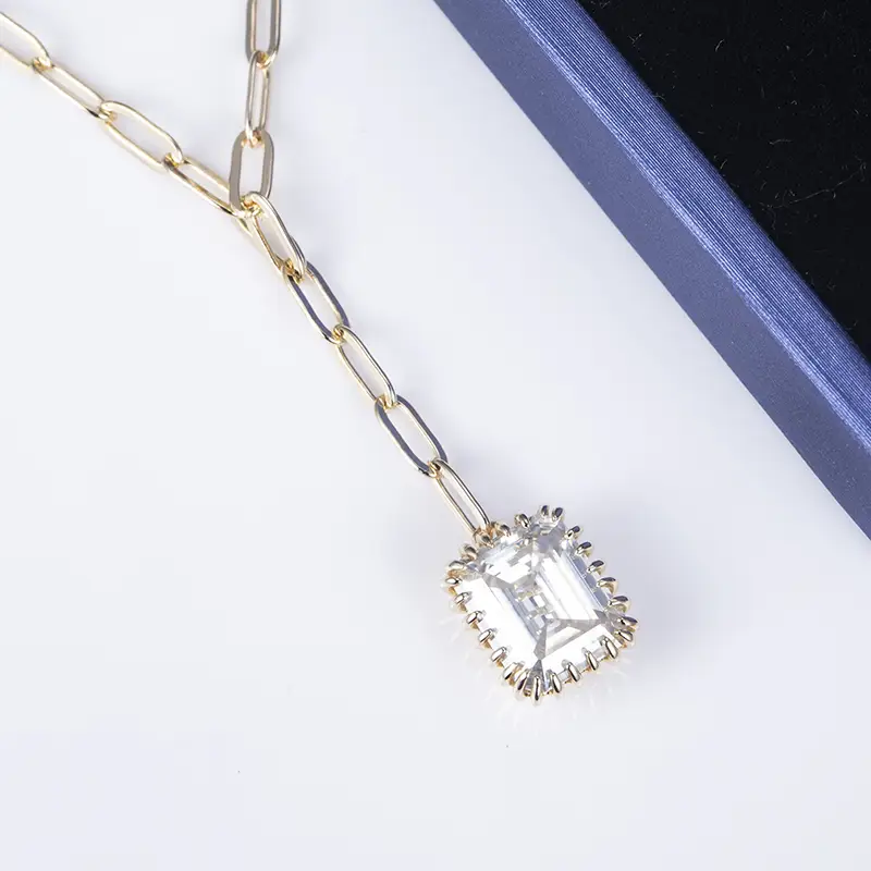 Messi 925sliver & 18k Gold Moissanite Pendant Necklace 3