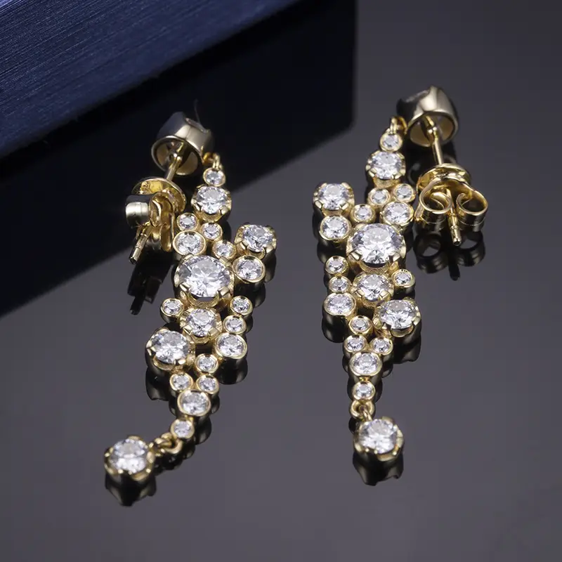 Messi Jewelry - Messi Jewelry 14k yellow gold plated 925sliver woman fashion jewelry moissanite drop earrings Earrings 1