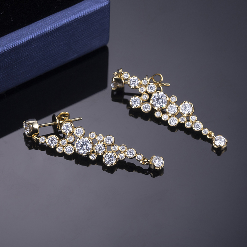 Messi Alahas - Messi Alahas 14k yellow nga bulawan plated 925sliver nga babaye fashion alahas moissanite drop ariyos Mga ariyos 11