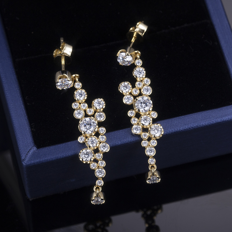 Messi Alahas - Messi Alahas 14k yellow nga bulawan plated 925sliver nga babaye fashion alahas moissanite drop ariyos Mga ariyos 10