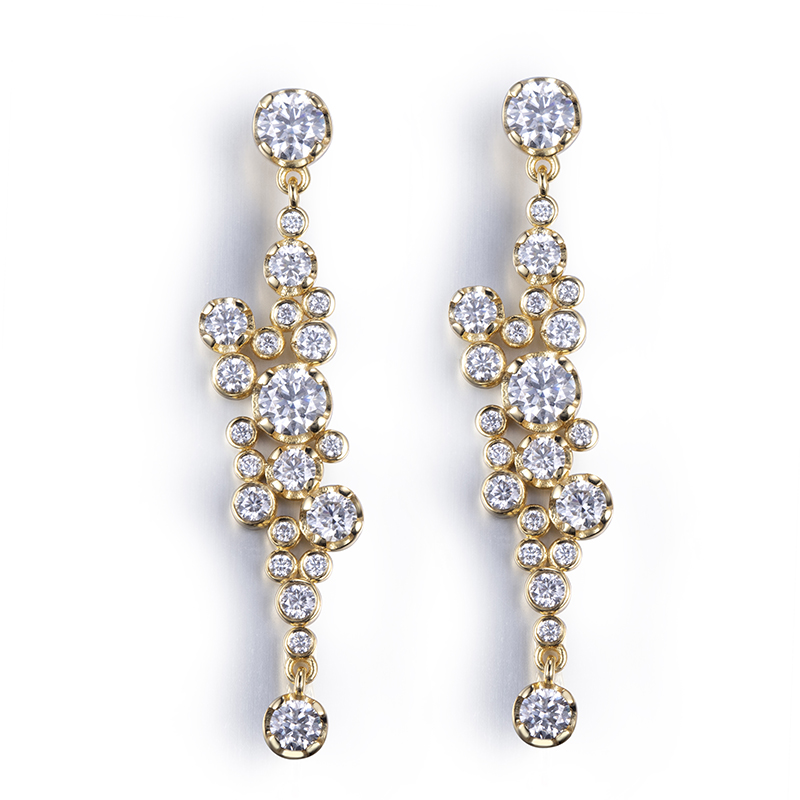 Messi Alahas - Messi Alahas 14k yellow nga bulawan plated 925sliver nga babaye fashion alahas moissanite drop ariyos Mga ariyos 12