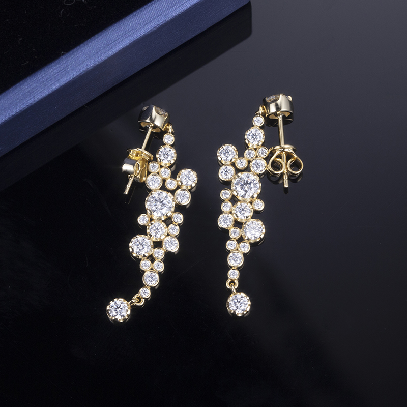 Messi Alahas - Messi Alahas 14k yellow nga bulawan plated 925sliver nga babaye fashion alahas moissanite drop ariyos Mga ariyos 9