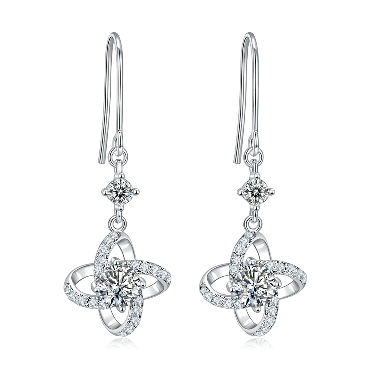 Messi Jewelry - Messi Jewelry JS01S Moissanite Ruby Sapphire Cross Shape Ultimo Orecchini a pendente di moda 1