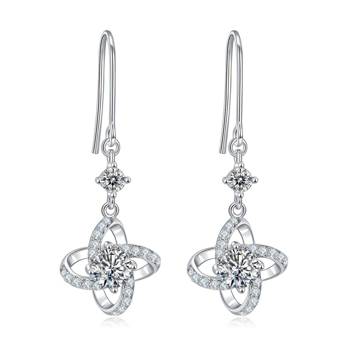 Messi Jewelry - Messi Jewelry JS01S Moissanite Ruby Sapphire Cross Shape Latest Fashion Pendant Earring Earrings 8