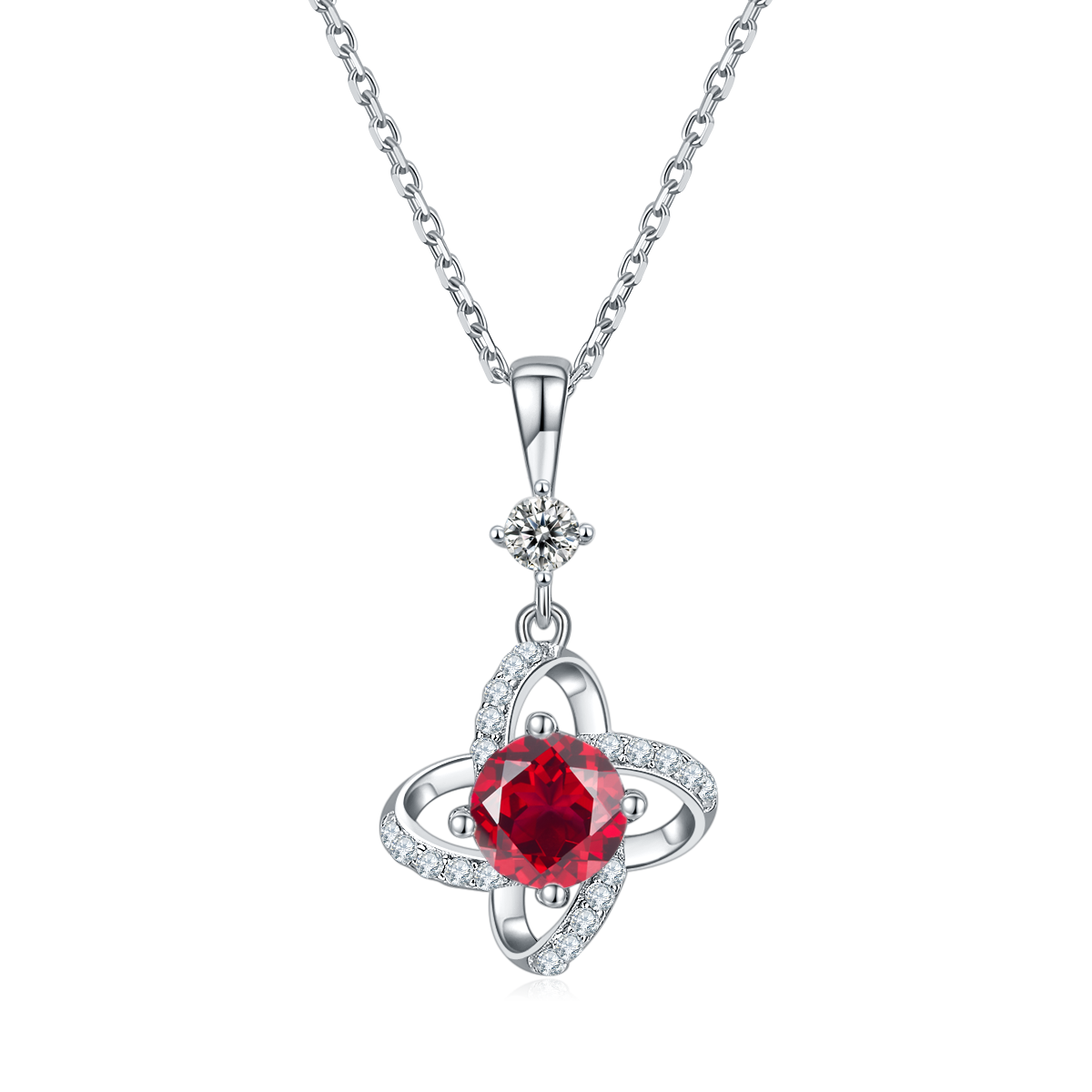 Messi Jewelry - Messi Jewelry JS030 Cheap Price Moissnaite Ruby Sapphire Custom 925 Silver Necklace Necklace 11