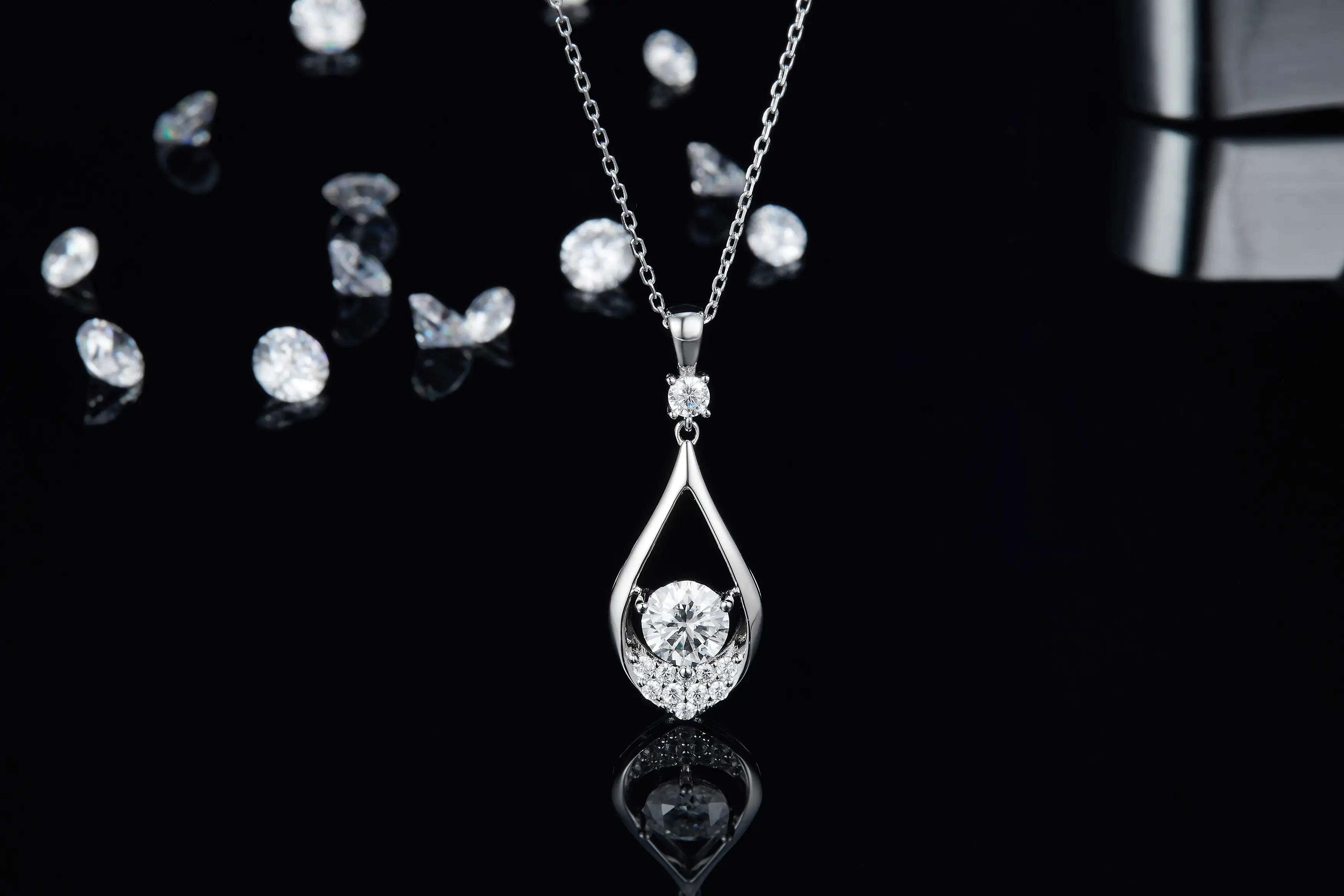 Messi Jewelry JS020 Drop Shape 925 Silver Necklace 5