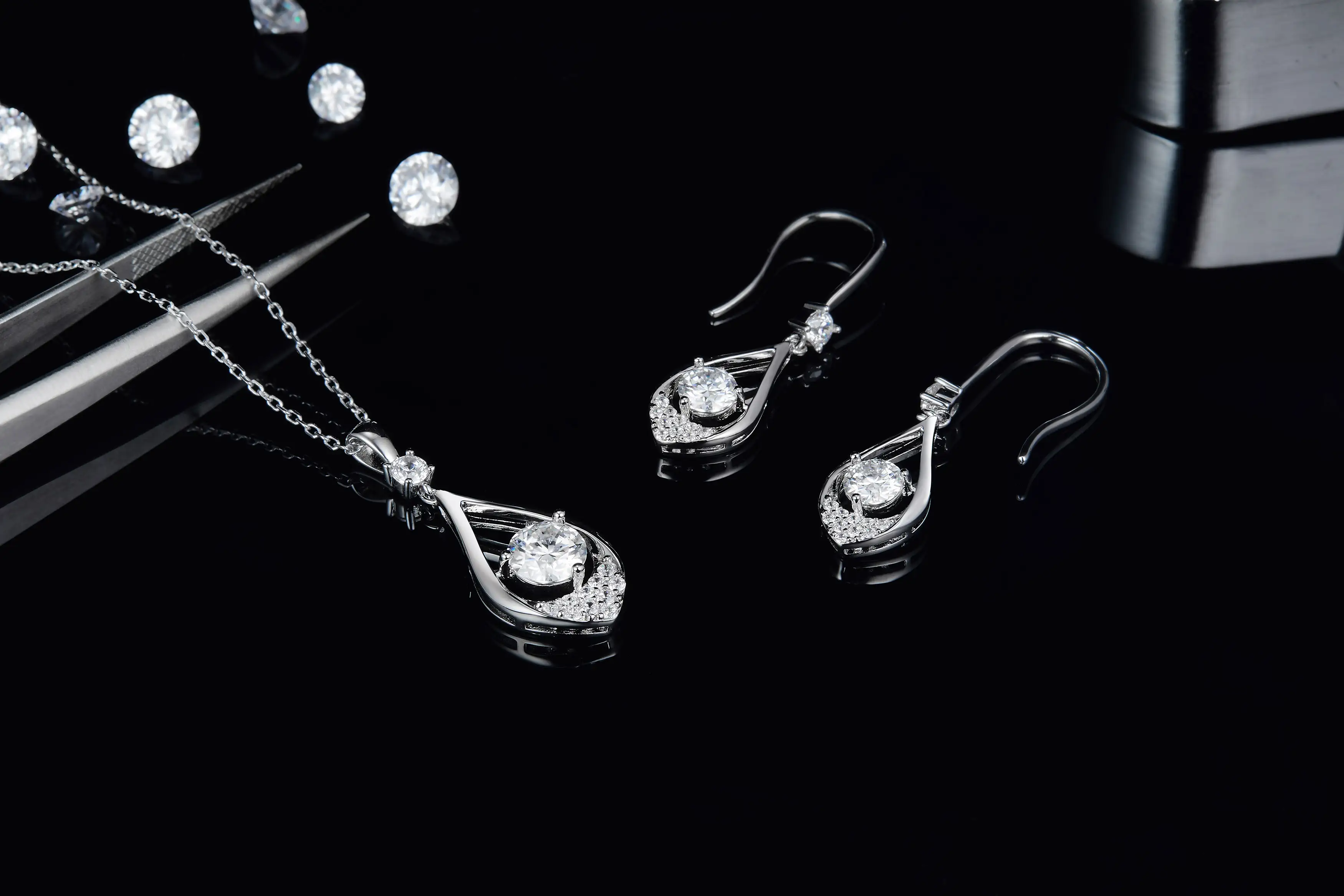Messi Jewelry JS020 Drop Shape 925 Silver Necklace 6