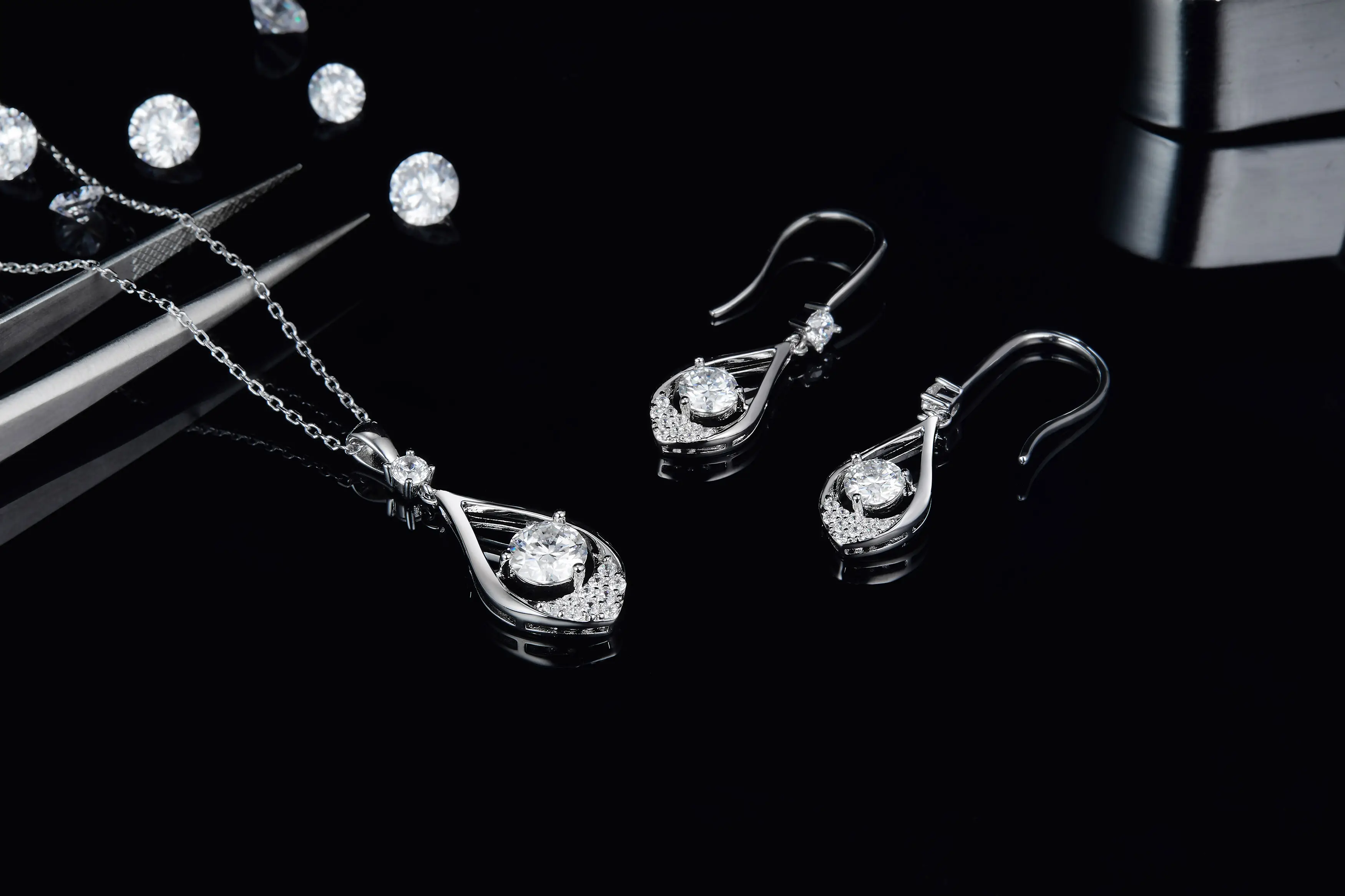 Messi Jewelry JS020 Drop Shape 925 Silver Necklace 6