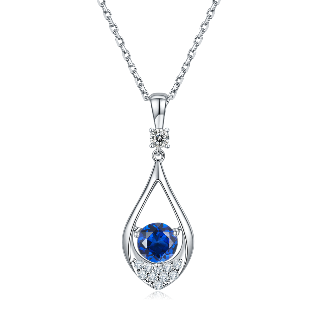 Messi Jewelry - Messi Jewelry JS020 Drop Shape Moissnaite Ruby Sapphire 925 Silver Necklace Necklace 10