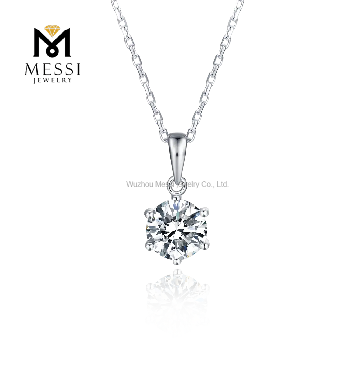 Gioielli Messi - Messi Gioielli Gold Gold Plactato 1 Carat Def Moissanite Necklace 925 Collana in argento sterling 1