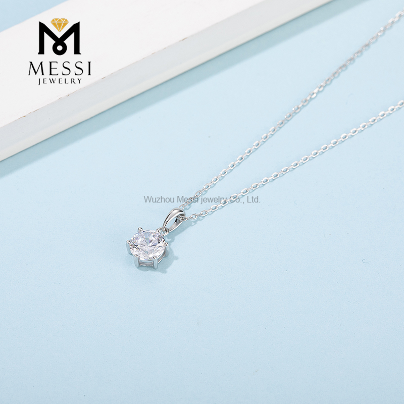 Messi Jewelry - Messi Jewelry gold plated 1 carat DEF moissanite necklace 925 sterling silver necklace Necklace 10