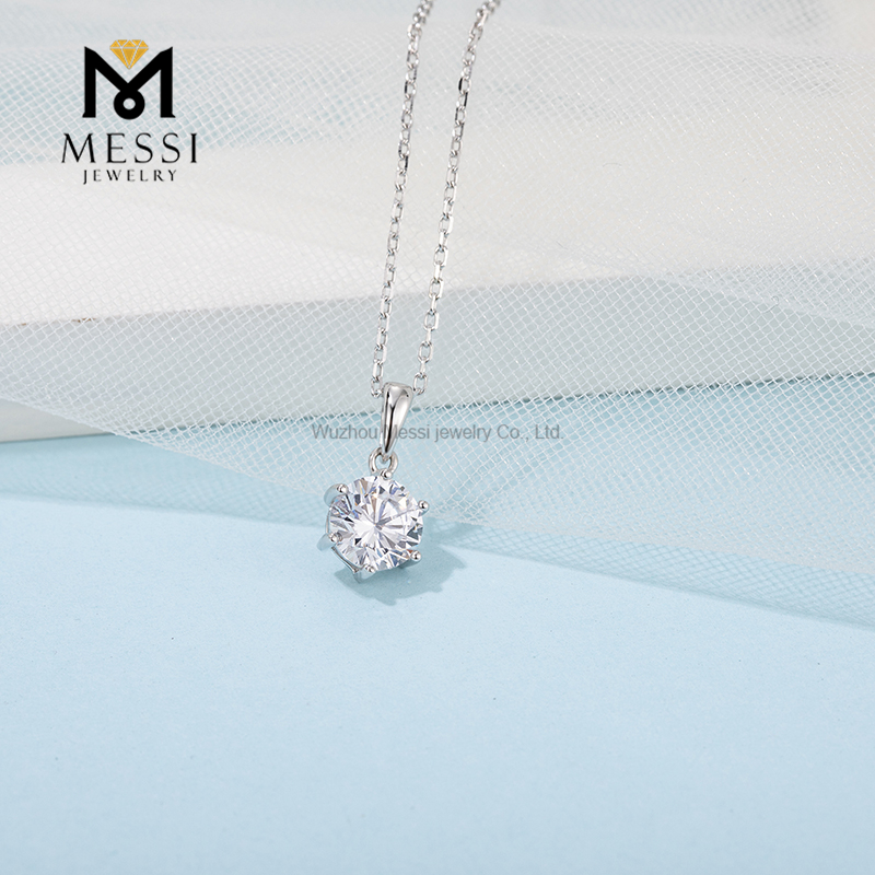 Messi Jewelry - Messi Jewelry gold plated 1 carat DEF moissanite necklace 925 sterling silver necklace Necklace 8
