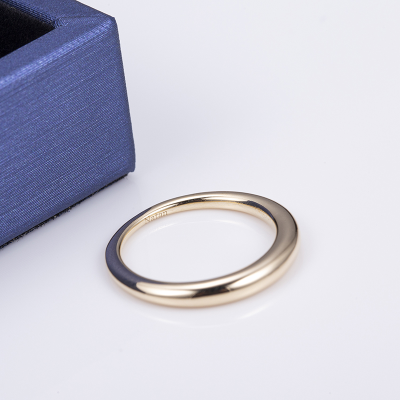 Messi Alahas - MS-496 Women Elegant Fashion Alahas Nag-inusara 14k Solid Yellow Gold Ring Wedding Band 11