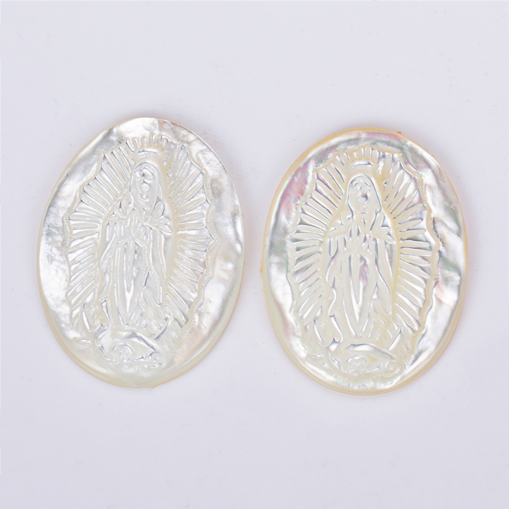 Messi Jewelry - OVAL White Orange Blue FATIMA Shell Mother of pearl Mother Of Pearl 13