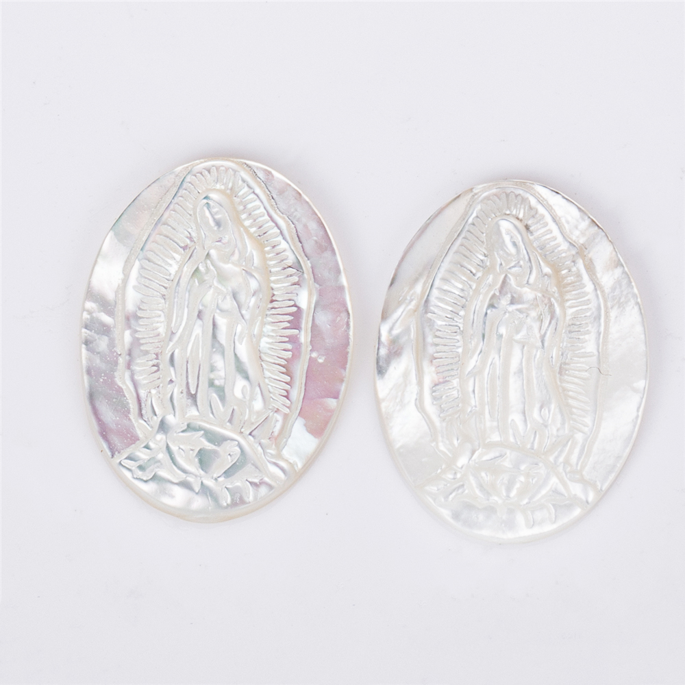 Messi Jewelry - OVAL White Orange Blue FATIMA Shell Mother of pearl Mother Of Pearl 12