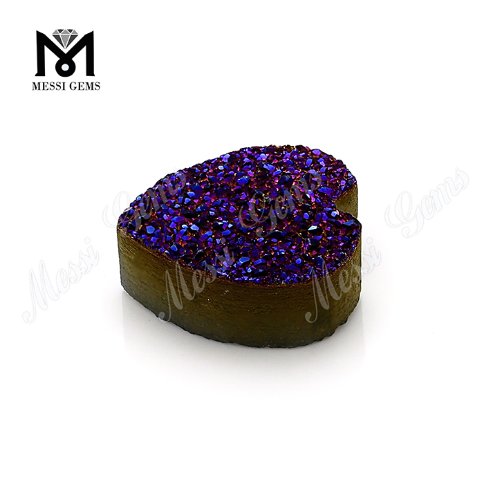 Messi Jewelry - Heart Shape Cabochon Natural Druzy Agate Druzy Agate 11