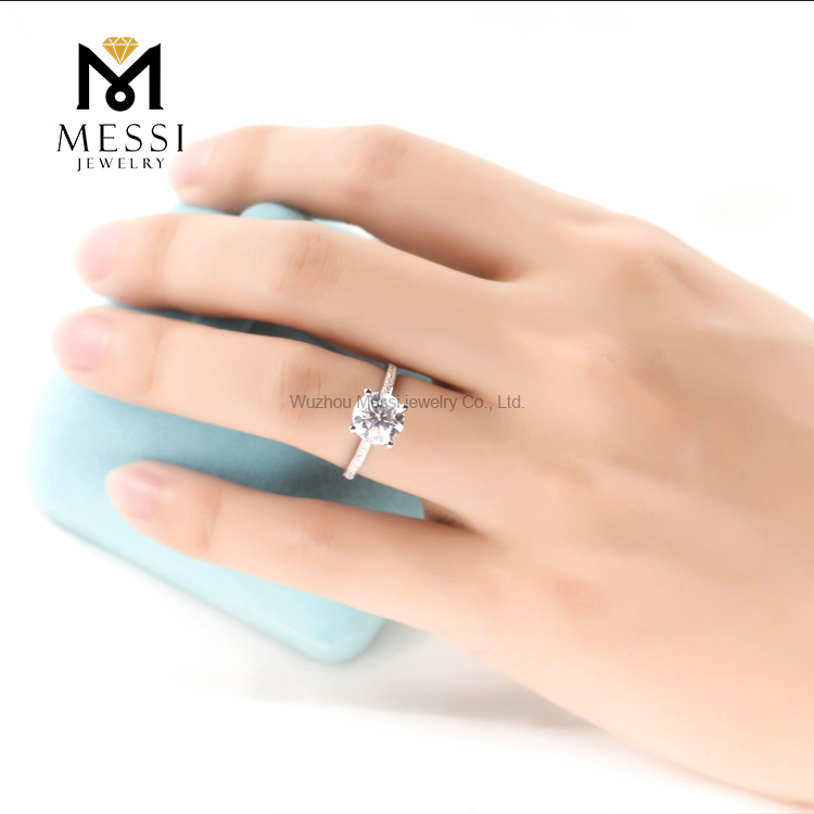 Barang Kemas Messi - Barang Kemas Messi Disesuaikan 18k emas putih 2.0ct D VVS moissanite cincin perkahwinan berlian set Cincin 18