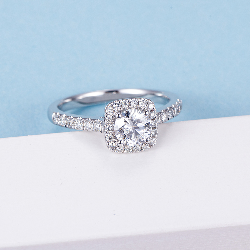 Messi Jewelry - 18K 14K 10K Gold 925 Sterling Silver Moissanite Diamond Halo Ring Moissanite Engagement Ring Rings 11