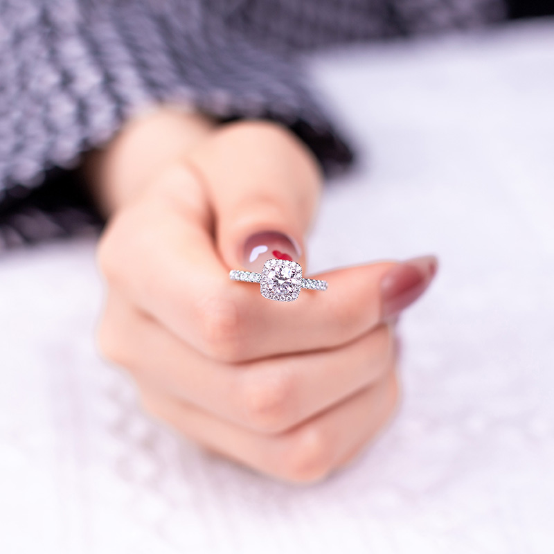 Messi Jewelry - 18K 14K 10K Gold 925 Sterling Silver Moissanite Diamond Halo Ring Moissanite Engagement Ring Rings 15