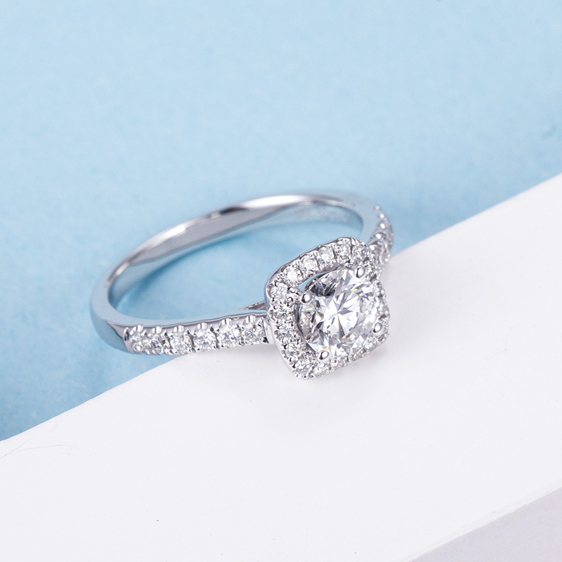 Messi Jewelry - 18K 14K 10K Gold 925 Sterling Silver Moissanite Diamond Halo Ring Moissanite Engagement Ring Rings 9