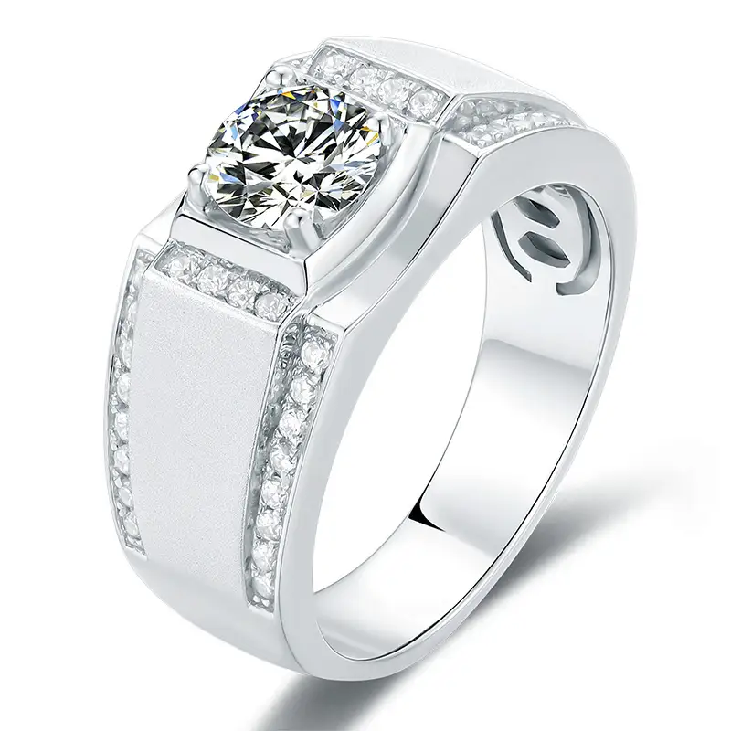 M77A Classics 1ct Moissanite Gold Plated 925 Sterling Silver Man Ring 1