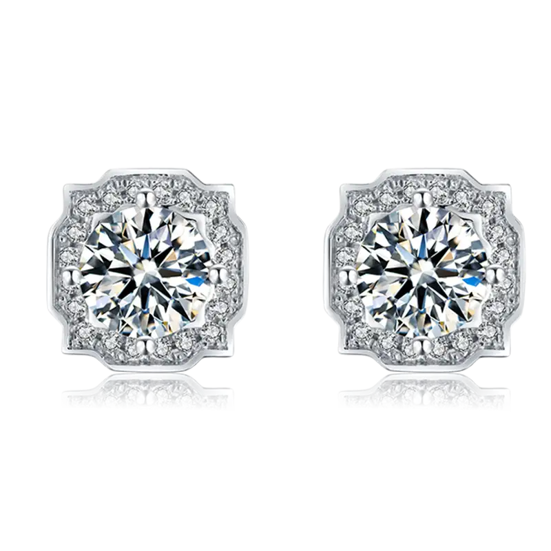 S33A Classics 0.5ct Moissanite White Gold Chapado 925 Earring Moisanite de plata esterlina 1