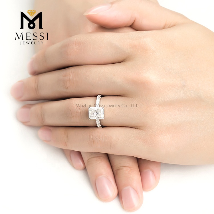Barang Kemas Messi - MS-239 Barang Kemas Messi harga borong emas putih 18k 3 karat DEF VVS cincin pertunangan wanita moissanite berseri Cincin 14