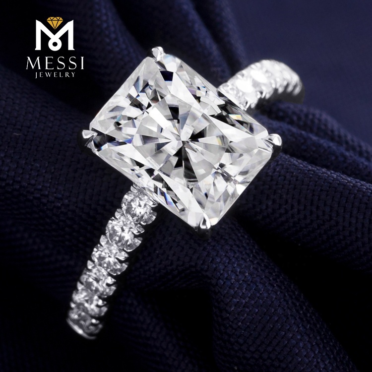 Barang Kemas Messi - MS-239 Barang Kemas Messi harga borong emas putih 18k 3 karat DEF VVS cincin pertunangan wanita moissanite berseri Cincin 10