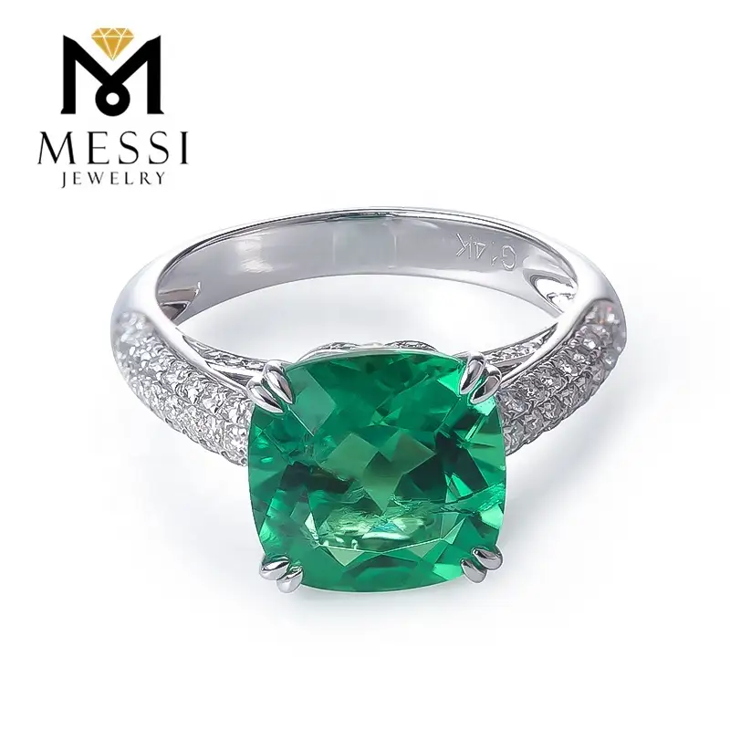 Messi Jewelry - Messi gioielli all'ingrosso Prezzo 14K 18K bianco bianco 4ct radiante taglio radiante laboratorio creato gioielli ad anello di fidanzamento smeraldo per anelli da donna 1