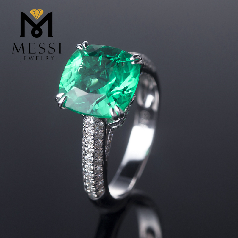 Messi Alahas - Messi Alahas nga pakyawan nga presyo 14k 18k puti nga bulawan 4ct radiant cut lab nga gihimo esmeralda engagement ring alahas para sa mga babaye Singsing 8