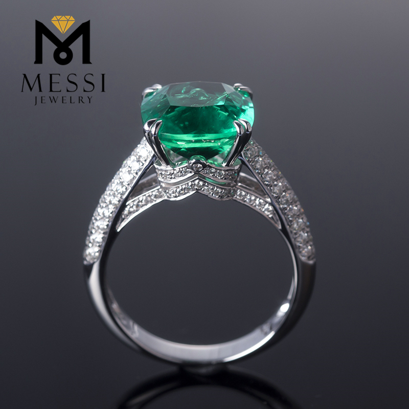 Messi Alahas - Messi Alahas nga pakyawan nga presyo 14k 18k puti nga bulawan 4ct radiant cut lab nga gihimo esmeralda engagement ring alahas para sa mga babaye Singsing 10