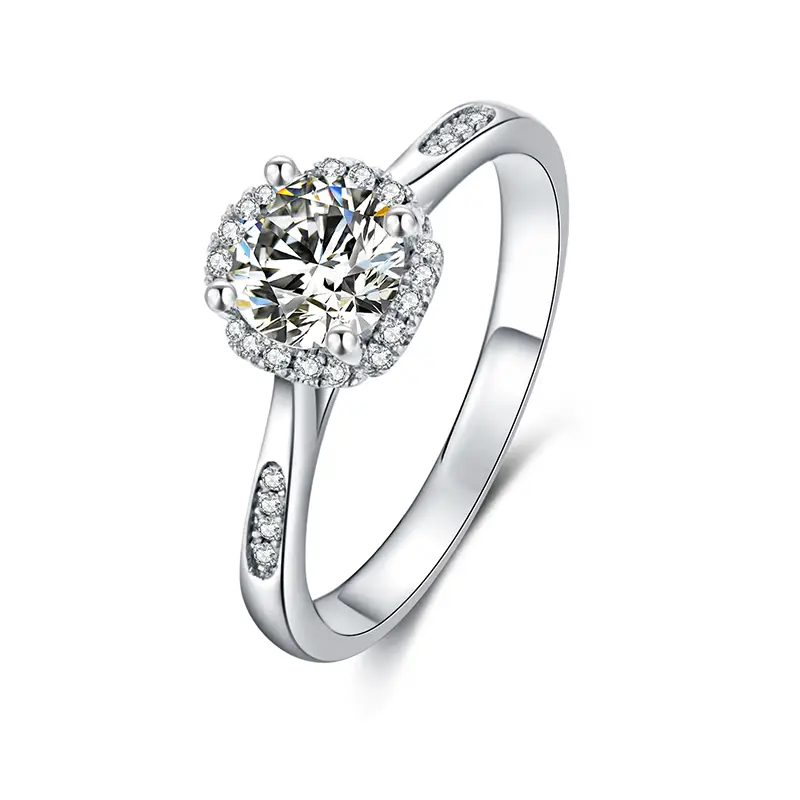 M35A Tiny Pattern Tempo 1CT 1ct Oro Oro Plato 925 Anello solitario in argento sterling 1