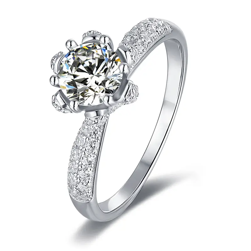 M27A Lo stesso stile di Haoxiang Huashen 1ct Moissanite Gold Plaked 925 Sterling Silver Solitaire Ring 1