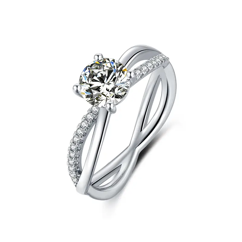 M24A stesso stile di doppio braccio Liu shishi 1ct moissanite oro placcato 925 anello solitario in argento sterling 1