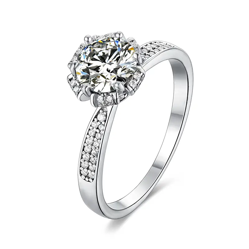 M20A Trevi Fountain 1ct Moissanite Gold Plated 925 Sterling Silver Solitaire Ring 1