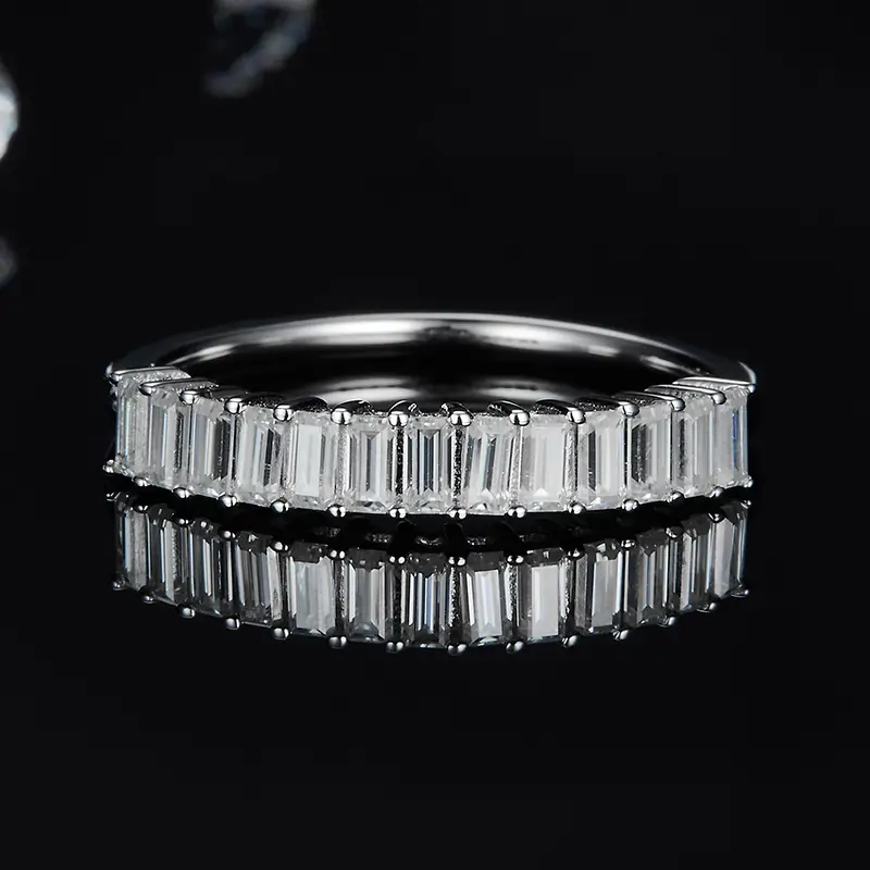 Sterling Silver Moissanite Rings with GRA Certificate 5