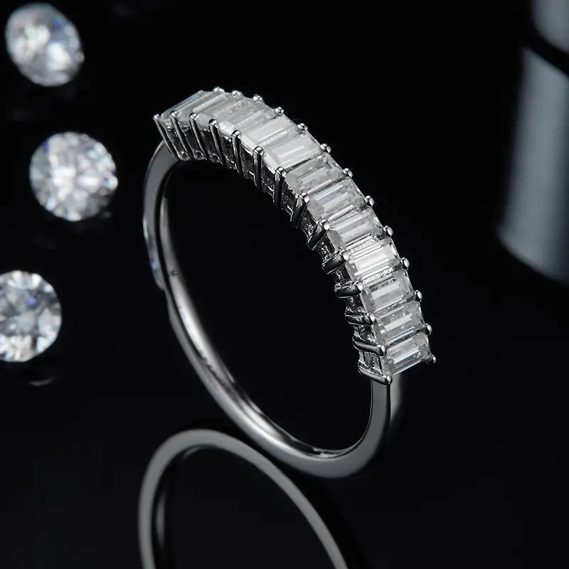 Sterling Silver Moissanite Rings with GRA Certificate 7