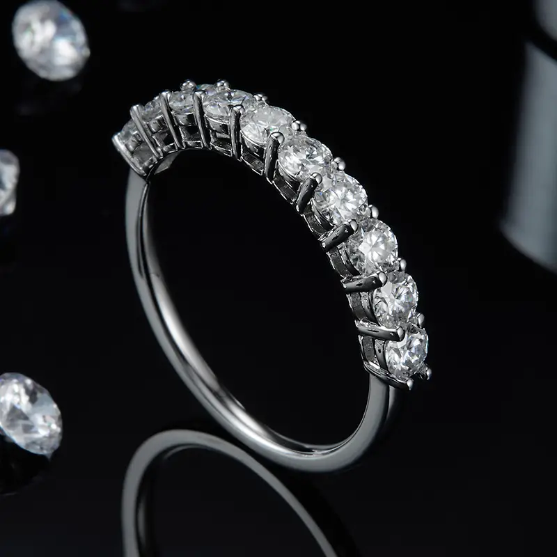 Moissanite GRA Certified Silver Wedding Rings 6