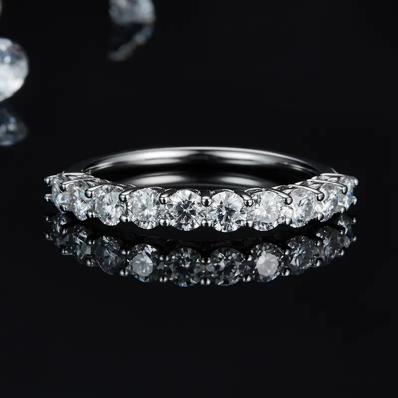 Moissanite GRA Certified Silver Wedding Rings 4