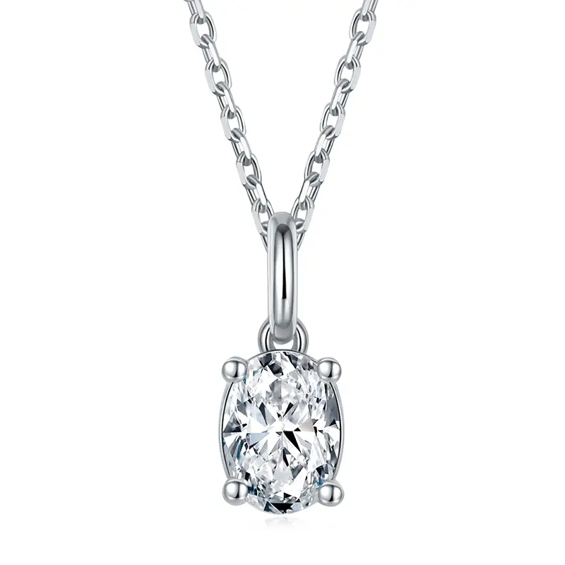 O90B Classica uovo Forma da uovo 1CT MOISSanite Oro bianco Plorato 925 Collana moissanite in argento sterling 1