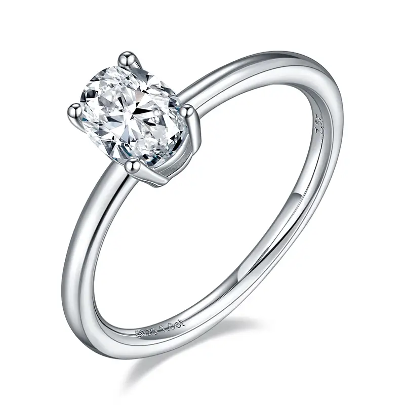 M90B Classico uovo Forma da uovo 1CT MOISSanite Oro Plorato 925 Anello solitario in argento sterling 1