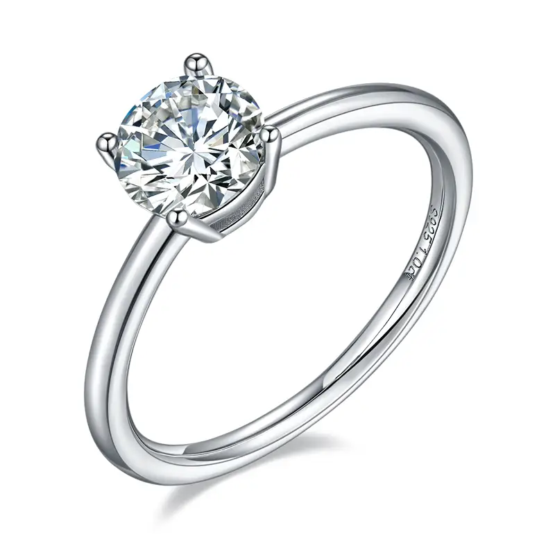 M90A Classic Circle 1ct 1ct Moissanite Gold Plaked 925 Sterling Silver Solitaire Anello 1