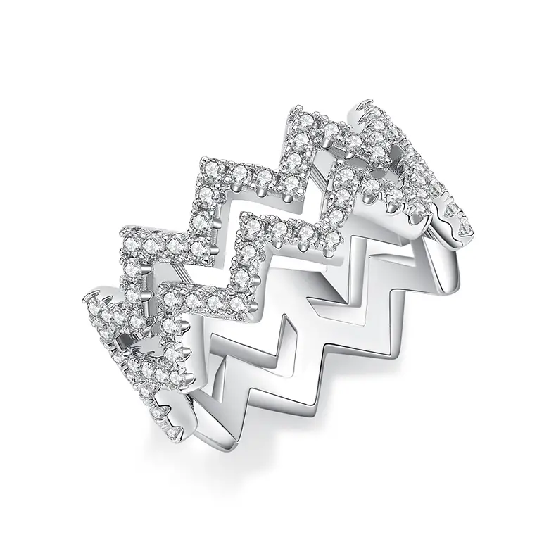 Anello a forma di Z M54B Anello solitario in argento Sterling Gold Oro 1