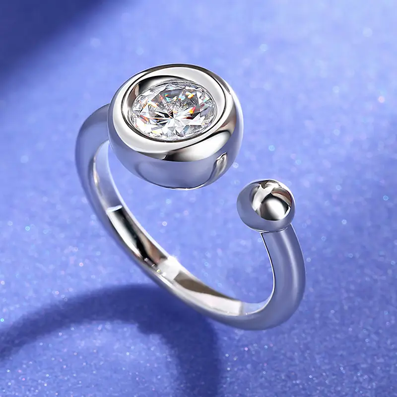 M40A Open Blister 1ct Moissanite Gold Plated 925 Sterling Silver Solitaire Ring 1