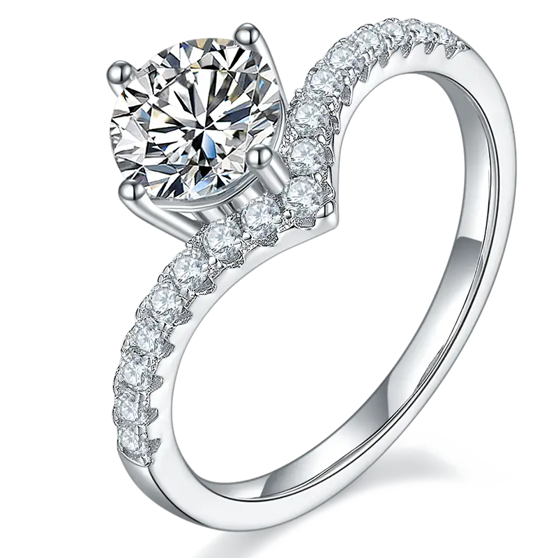 Anello di scarica per goccia d'acqua M38B 1ct anello solitario in argento sterling in oro moissanite 1