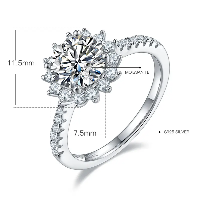 925 Moissanite Ring with GRA Certificate - Wholesale Available 2
