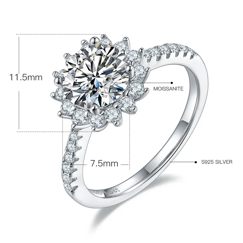 925 Moissanite Ring with GRA Certificate - Wholesale Available 2